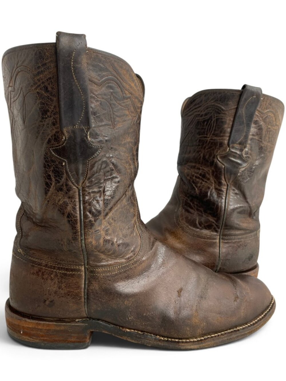 Vintage Lucchese Classics Western Cowboy Boots Brown Leather Men's  10.5 EE Wide